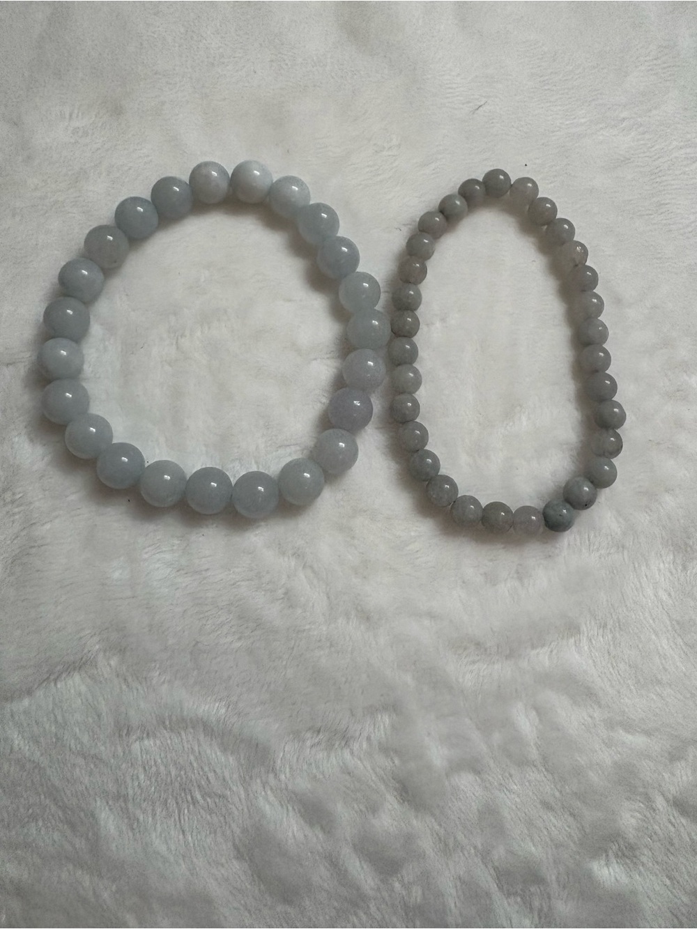 Light Blue Crystal Beaded Stretch Bracelets - Set of 2
